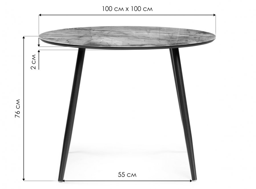 Стеклянный стол Анселм кианит / черный