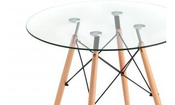 Стеклянный стол Hames DSW NEW D=80, стеклянный на дер. ножках