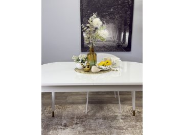 Стол раздвижной 1300K белый / стекло белое глянец