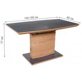 Стеклянный стол Хескан 140-180/80/77