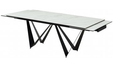 Керамический стол Rieti 200 KL-99 белый мрамор матовый / итальянская керамика / черный