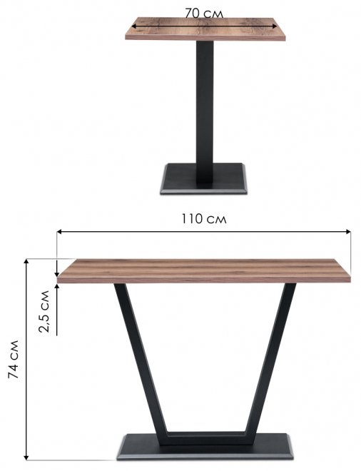 Стол на тумбе Мичиган Лофт 110х70 25 мм дуб делано темный / черный матовый