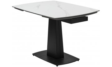 Керамический стол Balde 120 matt white marble solid ceramic / black