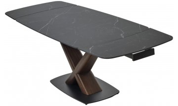 Керамический стол Blanco 160 matt black marble solid ceramic / орех