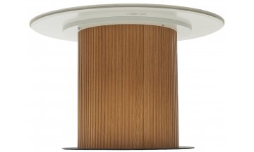 Керамический стол Mesa D120 белый мрамор M326 / oak