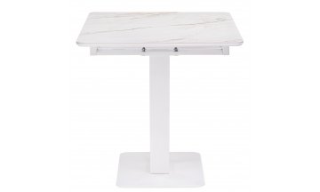 Керамический стол на тумбе Бугун 120(160)х80х77 белый мрамор с прожилками / белый