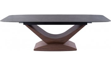 Керамический стол Иммити эффект серого мрамора / орех