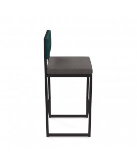 Стул барный Барнс-75 grey lunar/velur azure/черный