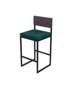 Стул барный Барнс-75 velur azure/velur grey/черный