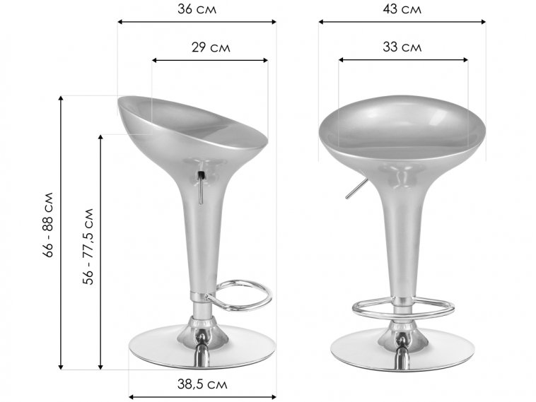 Барный стул 1004-LM Bomba серебряный металлик / хром