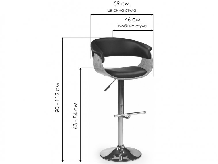 Барный стул H45 дуб / черный
