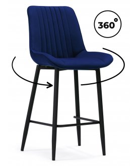 Полубарный стул Седа 360 тёмно-синий велюр / черный