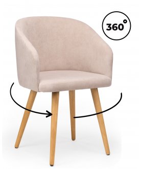 Стул-кресло Монер светло-серый (glory 36) / светлое дерево