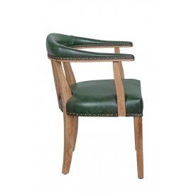 Мягкий стул с подлокотниками Tanner Green Leather