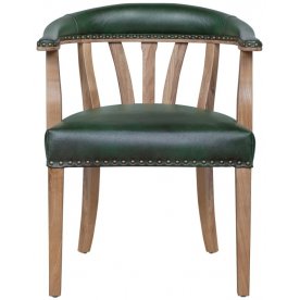 Мягкий стул с подлокотниками Tanner Green Leather