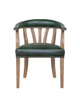 Мягкий стул с подлокотниками Tanner Green Leather