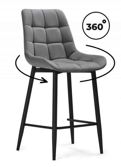 Комплект стульев полубарных крутящихся Форт 2 шт темно-серый / черный