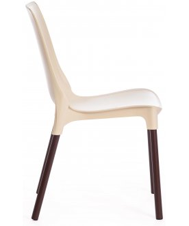 Стул дизайнерский Genius mod 75 бежевый / коричневый