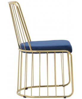 Стул дизайнерский Dena синий / золотой