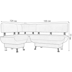 Кухонный диван Альфа левый