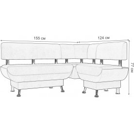 Кухонный диван Альфа правый