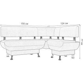 Кухонный диван Альфа правый