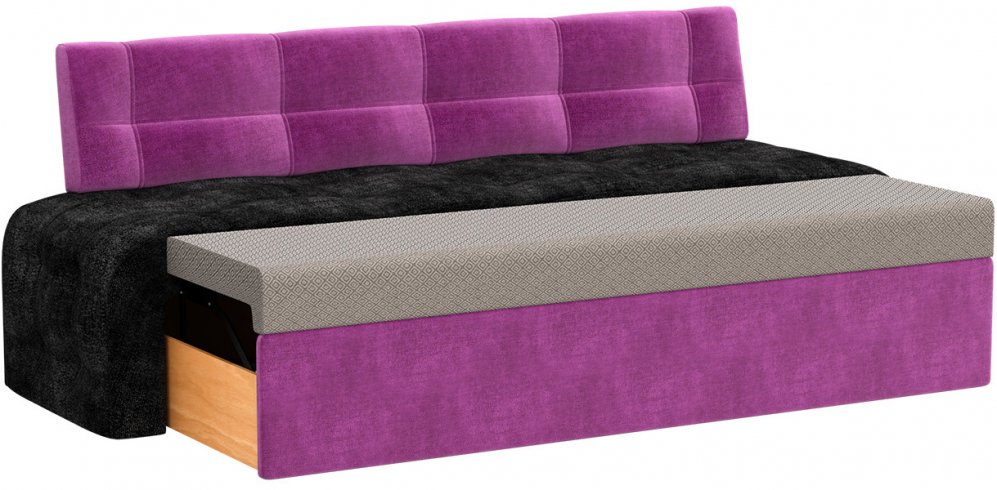 Кухонный диван Люксор микровельвет черно-фиолетовый