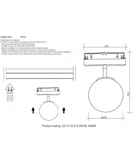 Магнитный трековый светильник CLT 0.33 015 5W BL 4000K