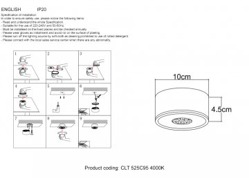 Потолочный светильник CLT 525C95 WH 4000K