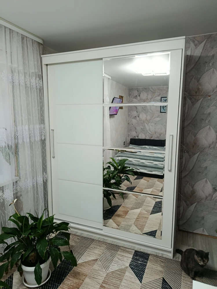 Шкаф-купе Лайн 1.6 белый текстурный фото покупателя 30