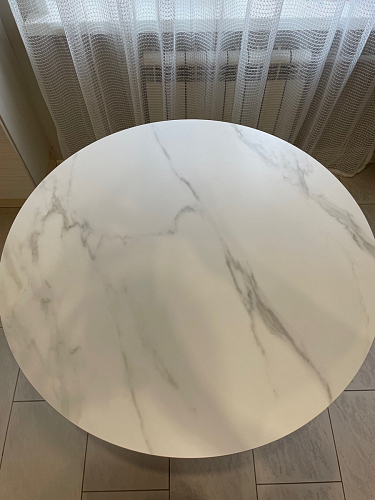 Керамический стол Кэмерон 90х90х75 белый мрамор snow white / черный фото покупателя 2