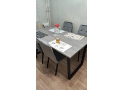 Деревянный стол Лота Лофт 120(160)х75 черный матовый / бетон светлый фото покупателя 391