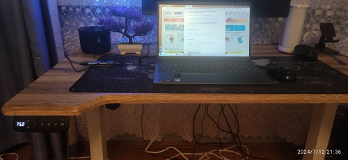 Компьютерный стол Маркос 140х80 голубой / черный фото покупателя 1