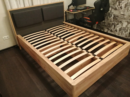 Двуспальная кровать Клауд 160х200 парящая дуб крафт золотой / антрацит фото покупателя 173