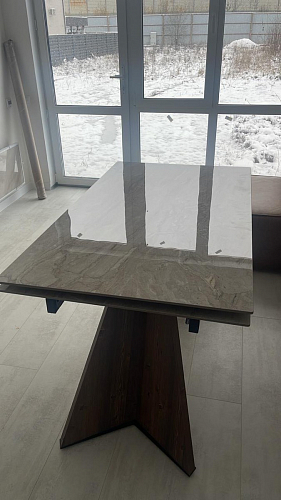 Керамический стол Ливи 140(200)х80х78 серый мрамор / черный фото покупателя 20