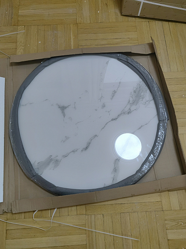 Стеклянный стол Норфолк d100 белый мрамор / черный фото покупателя 32