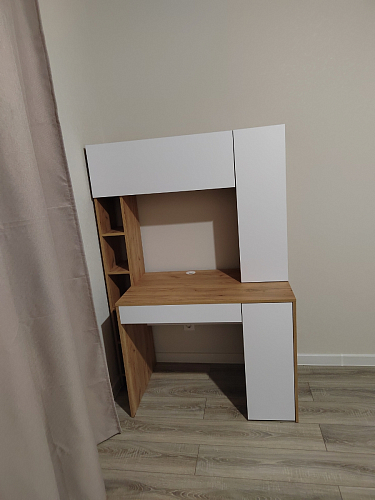 Письменный стол Комфорт 12.71 дуб золотой craft / белая аляска фото покупателя 36