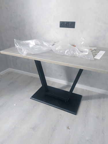 Стол на тумбе Мичиган Лофт 110х70 25 мм дуб вотан / черный матовый фото покупателя 11