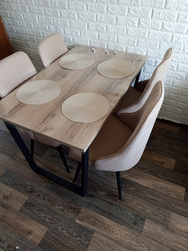 Стеклянный стол Фостер 120(160)х120х76 серый мрамор / черный фото покупателя 41