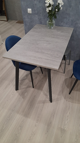 Деревянный стол Колон Лофт 120(160) х 75 черный матовый / бетон фото покупателя 78