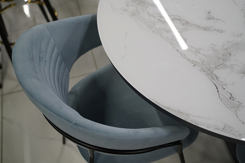 Стеклянный стол Нейтон белый мрамор / золото / белый из шоурума 2