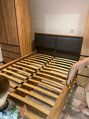 Двуспальная кровать Клауд 160х200 парящая дуб крафт золотой / антрацит фото покупателя 182