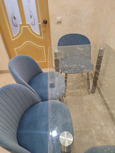 Стул на металлокаркасе Gabi 1 light blue / black / gold фото покупателя 480