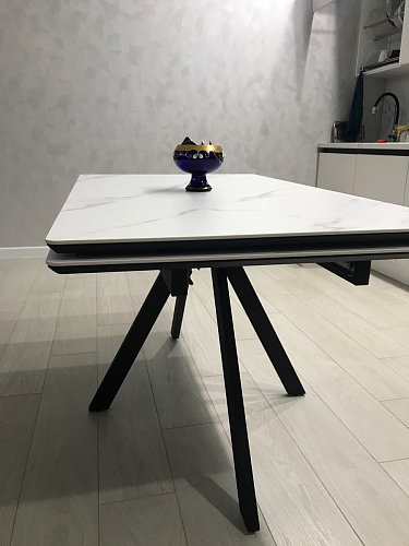 Керамический стол Вилли 140(200)х80 серый мрамор larka grey / черный фото покупателя 19