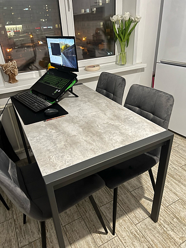 Стол Центавр 120(160)х70х75 файерстоун / черный матовый фото покупателя 17