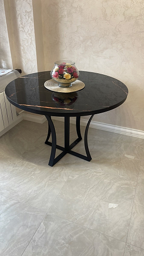 Стеклянный стол Нейтон белый мрамор / золото фото покупателя 5