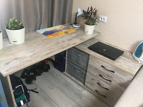 Компьютерный стол КСТ-109П правый дуб сонома / белый фото покупателя 33