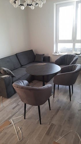 Стол Тулип 80х73 мрамор черный / белый фото покупателя 4