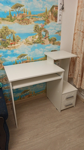 Стол компьютерный Джаз-24 правый белый фото покупателя 61