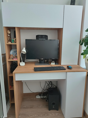 Письменный стол Комфорт 12.71 дуб золотой craft / белая аляска фото покупателя 99